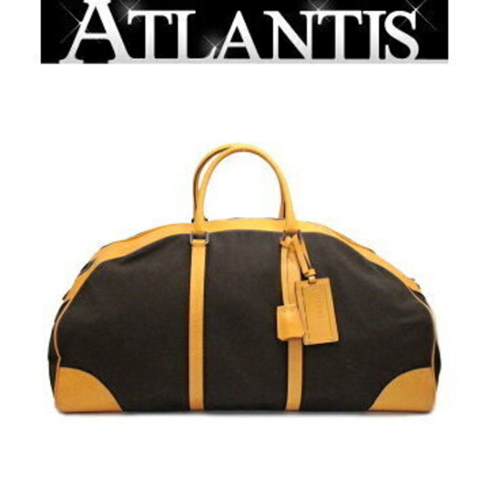 Prada vintage brown canvas yellow leather trim duffle travel - Picture 1 of 6